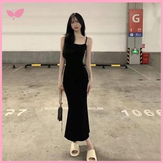 Đầm công chúa đầm đuôi cá không tay hở lưng màu trơn thời trang mùa hè ngọt ngào cho nữ