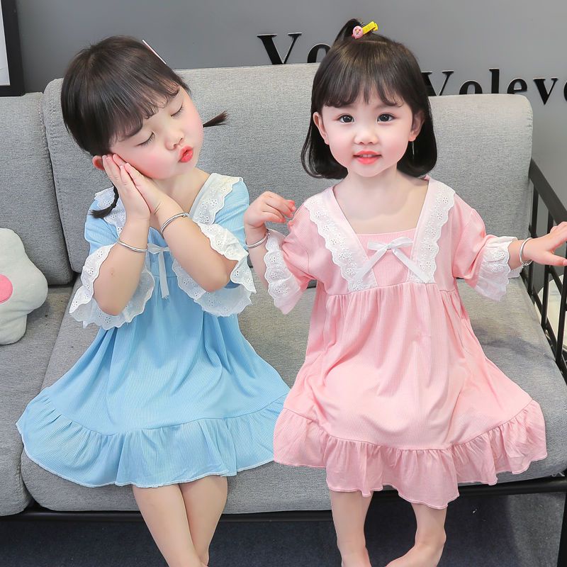 Đầm Ngủ Vải Modal Mỏng Phong Cách Công Chúa Mùa Hè Kiểu Mới Cho Bé Gái 1-3 Tuổi
