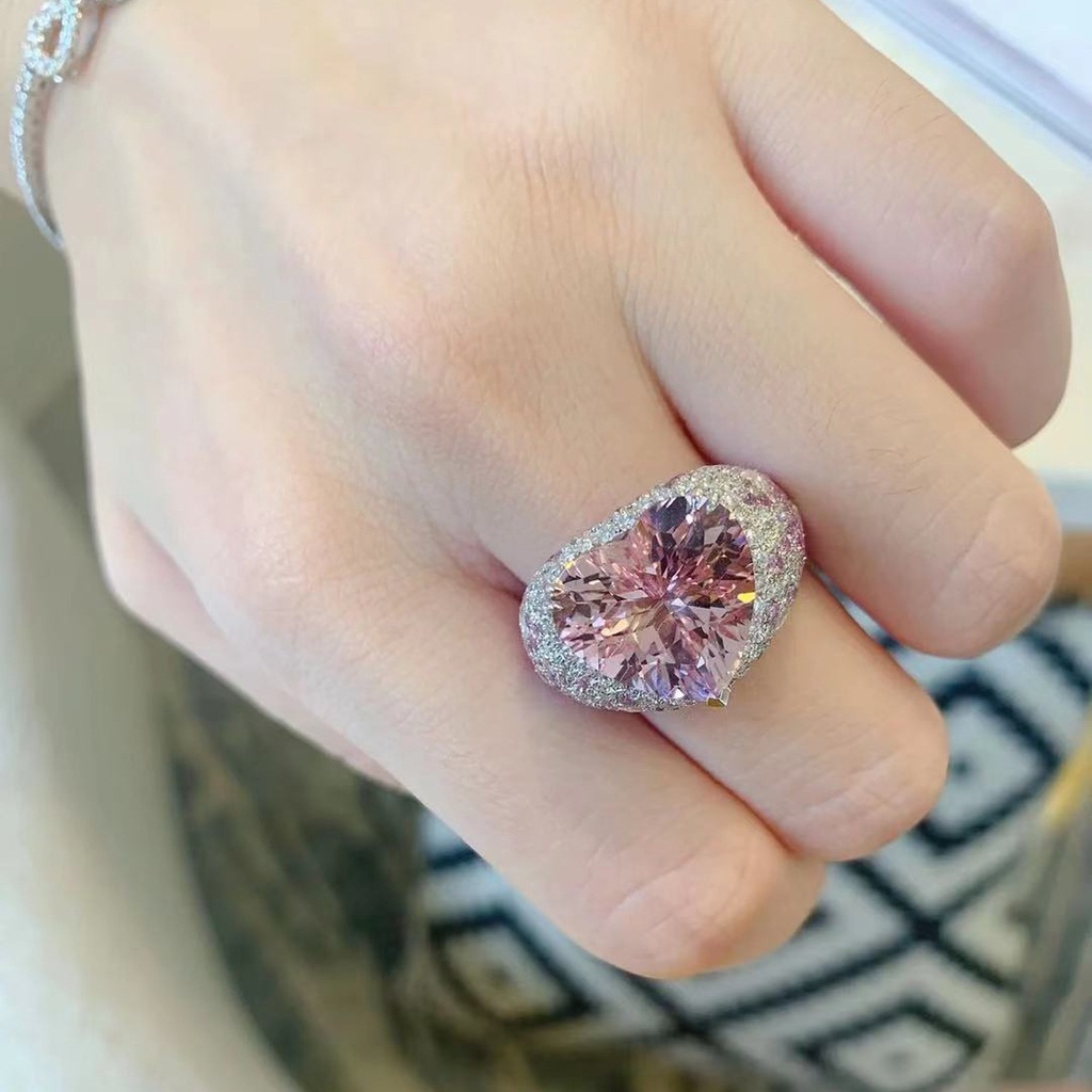 Nhẫn Hình Trái Tim Đính Đá Zircon Nhiều Màu Sắc Đơn Giản Độc Đáo Cho Nữ