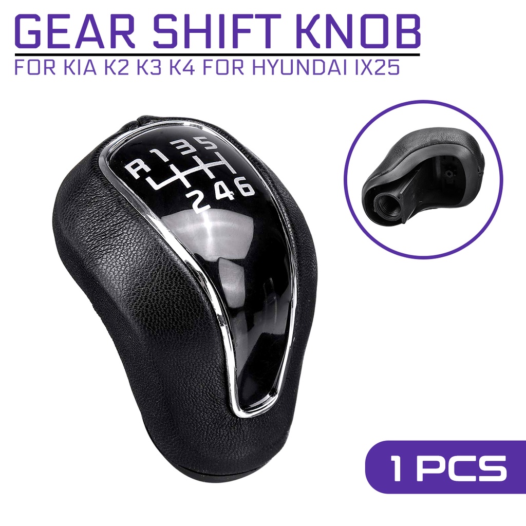 Núm Bọc Cần Số 6 Tốc Độ Bằng Da PU Cho Kia K2 K3 K4 Hyundai IX25 Creta 2012-2016