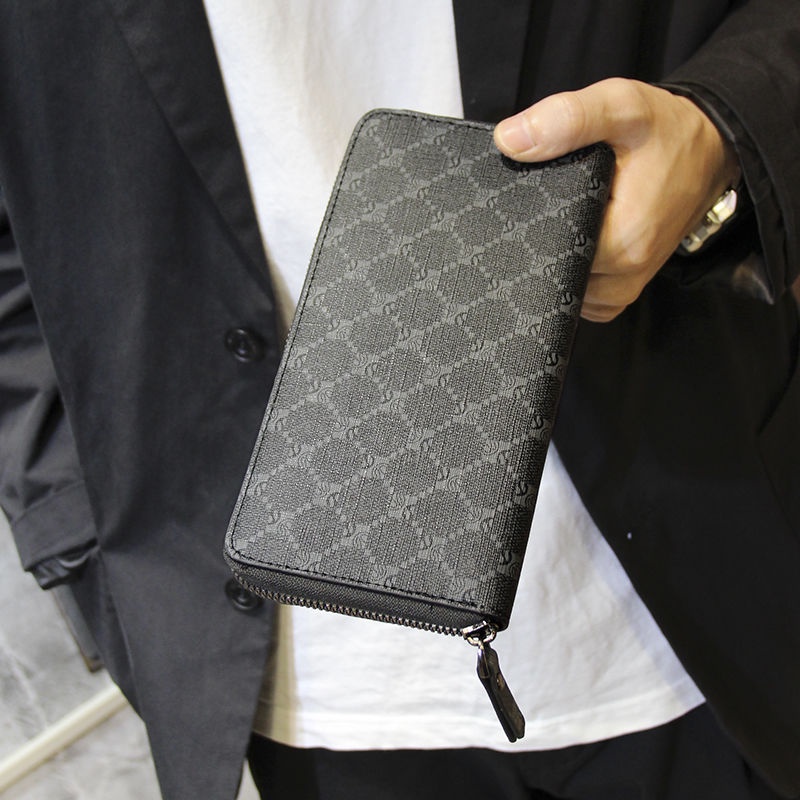 Ví Dài Cầm Tay Họa Tiết Kẻ Ô Vuông Có Ngăn Đựng Thẻ Thời Trang Mới 2021 Cho Nam