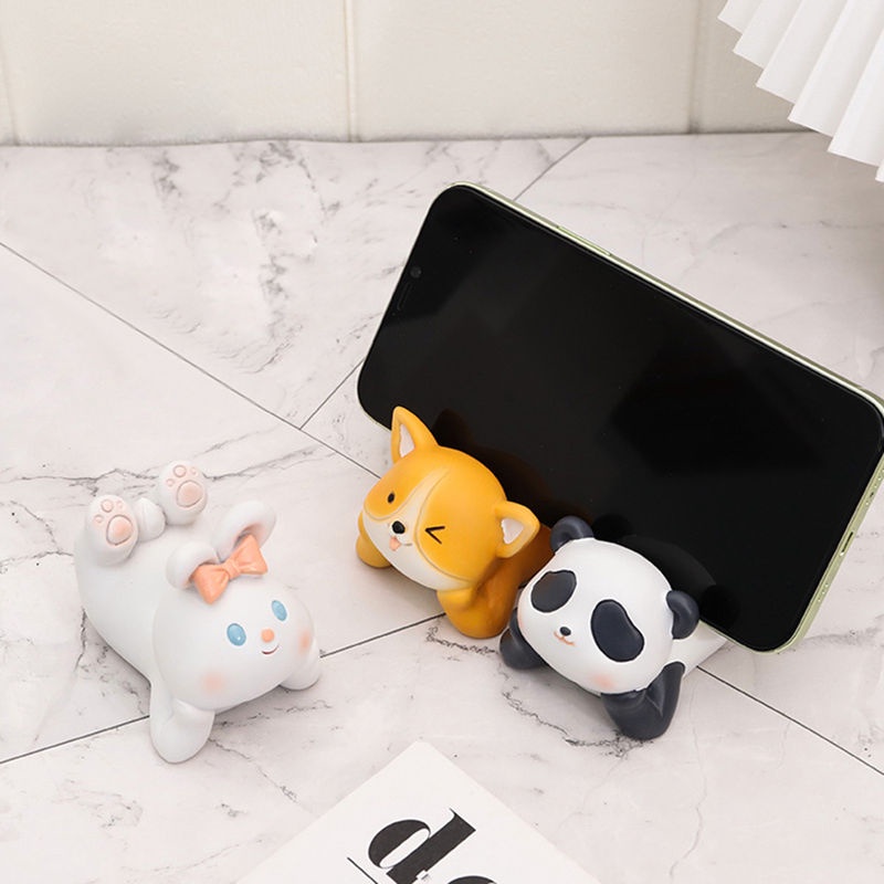 Giá Đỡ Điện Thoại Di Động Hình Gấu Trúc Dễ Thương Bằng Nhựa Resin Để Bàn Trang Trí Văn Phòng