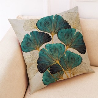 Vỏ gối chất liệu cotton lanh kích thước 45x45cm họa tiết lá