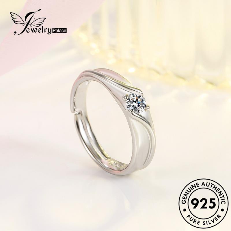 Jewellrypalace 925 Nhẫn Moissanite Bạc Cặp Đôi Kim Cương Mở Đầu Thời Trang Chính Hãng R307