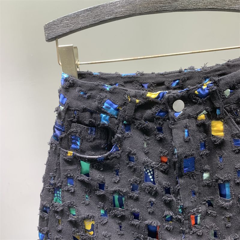 Chân Váy Denim Ngắn Lưng Cao Dáng Ôm Thiết Kế Rách Thời Trang Mùa Hè Cho Nữ