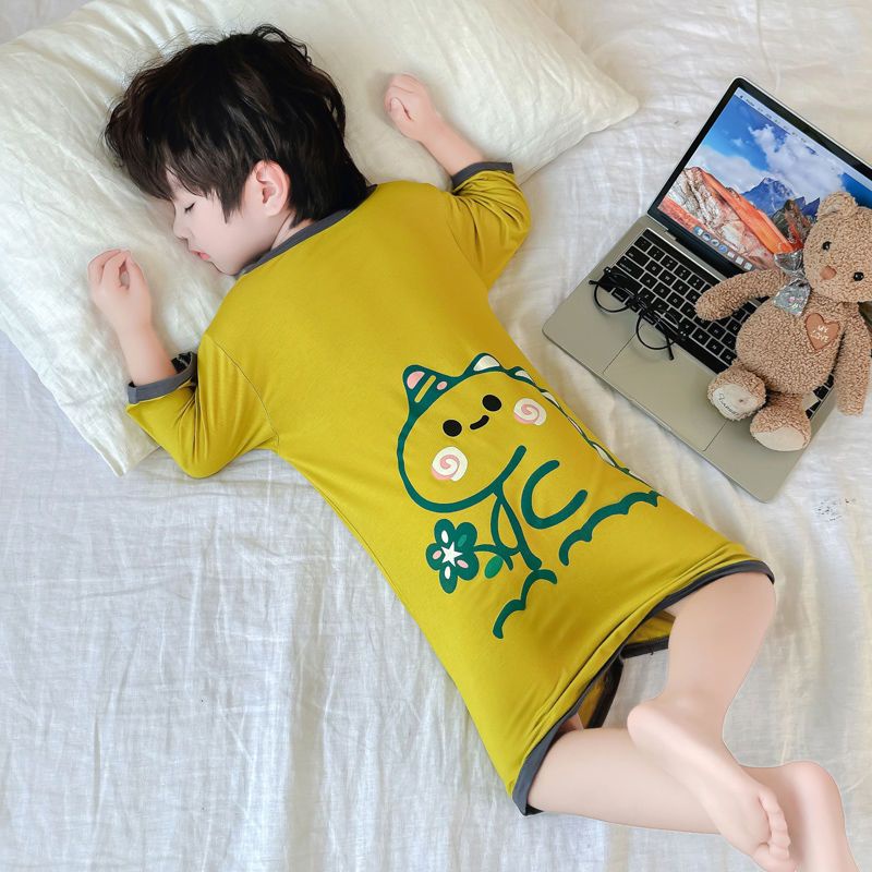 Đầm Ngủ Lụa Mỏng Một Mảnh Phong Cách Mùa Hè Chất Lượng Cao Phong Cách Mới Cho Bé Trai Và Bé Gái