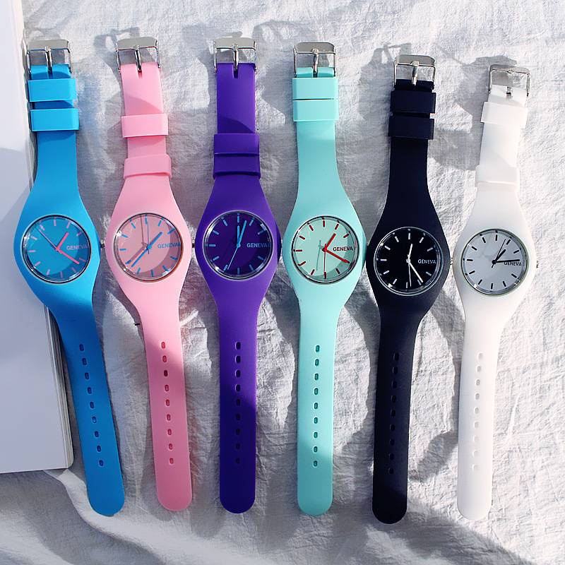 Đồng Hồ Đeo Tay Thể Thao Geneva Dây Silicone Màu Kẹo Phong Cách Hàn Quốc Đơn Giản Dành Cho Học Sinh Nam Nữ