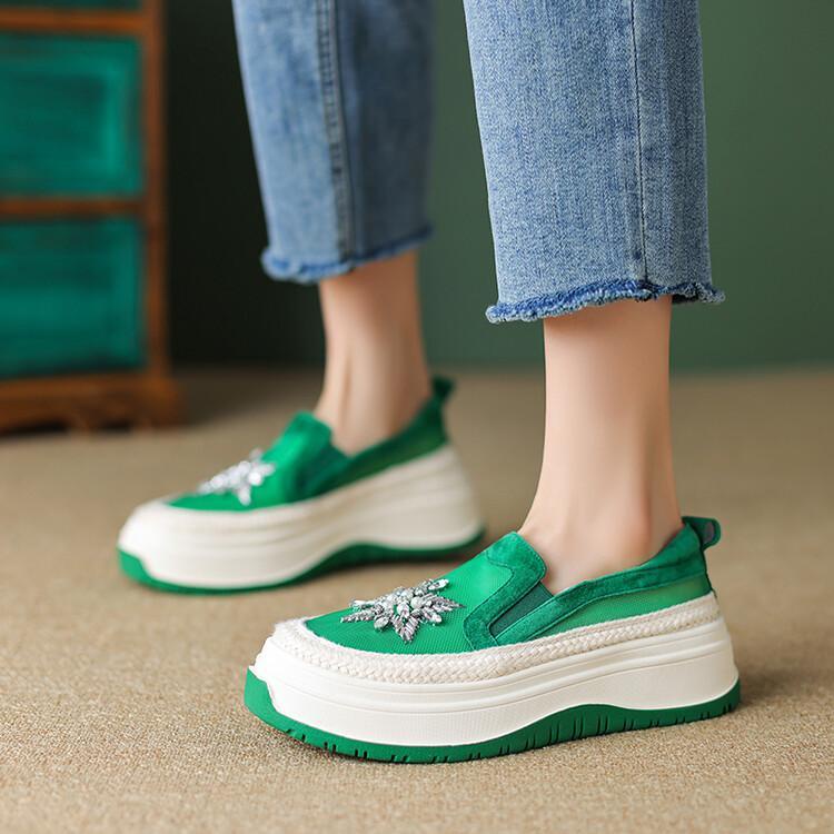 Giày Lười Bằng Da Thật Đế Dày Phối Lưới Thoáng Khí Thời Trang Mùa Hè Cho Nữ