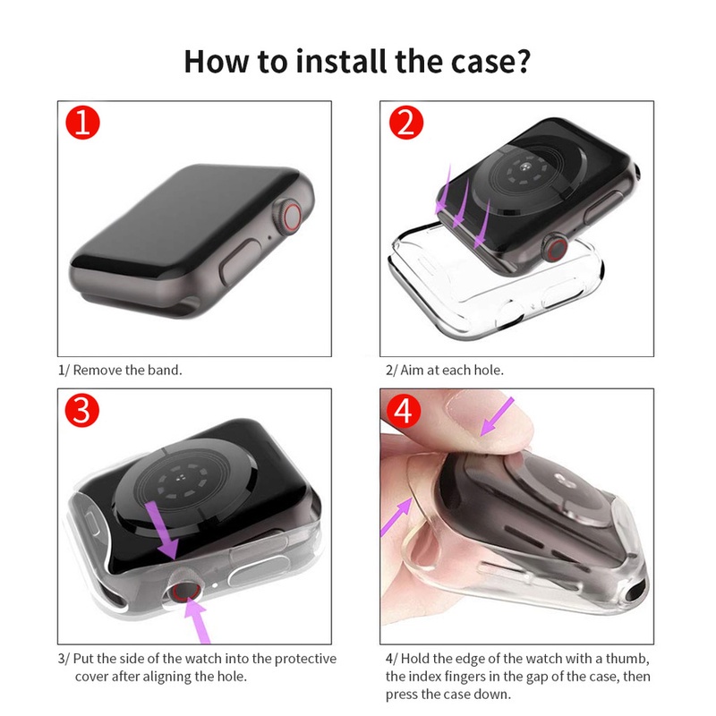 Ốp Lưng Trong SuốT + MiếNg DáN BảO Vệ MàN HìNh Cho ĐồNg Hồ Apple Watch Series 7 Se 65432 45MM 41MM 38MM 42MM 40MM 44MM