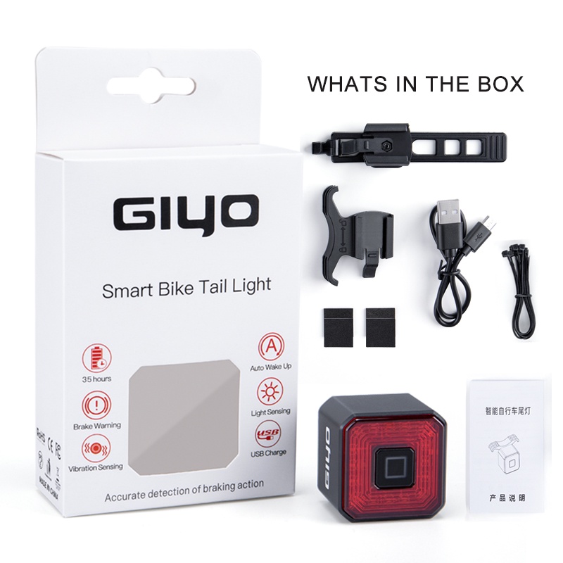 GIYO Đèn LED Tín Hiệu Thông Minh Gắn Đuôi Xe Đạp Leo Núi Kèm Sạc USB Tiện Dụng Chất Lượng Cao