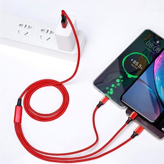 [Giao hàng nhanh] Cáp sạc nhanh USB 3 trong 1 bện cho cáp dữ liệu dây sạc điện thoại Micro USB / Type C