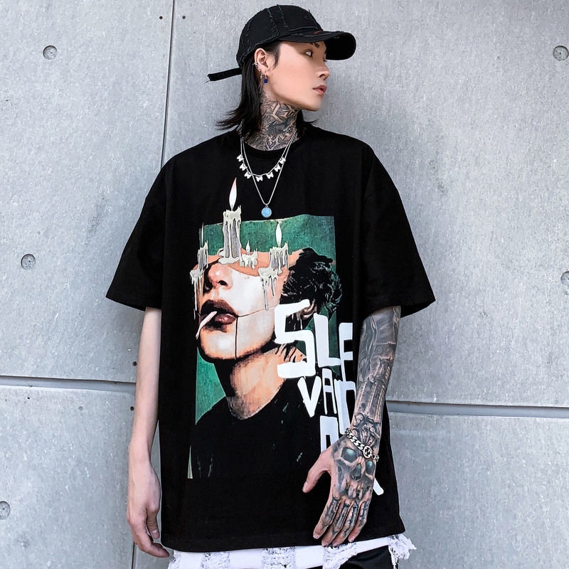 Áo Thun Tay Ngắn Dáng Rộng Phong Cách Hip Hop Đường Phố Âu Mỹ Thời Trang Mùa Hè Mới Cho Nam