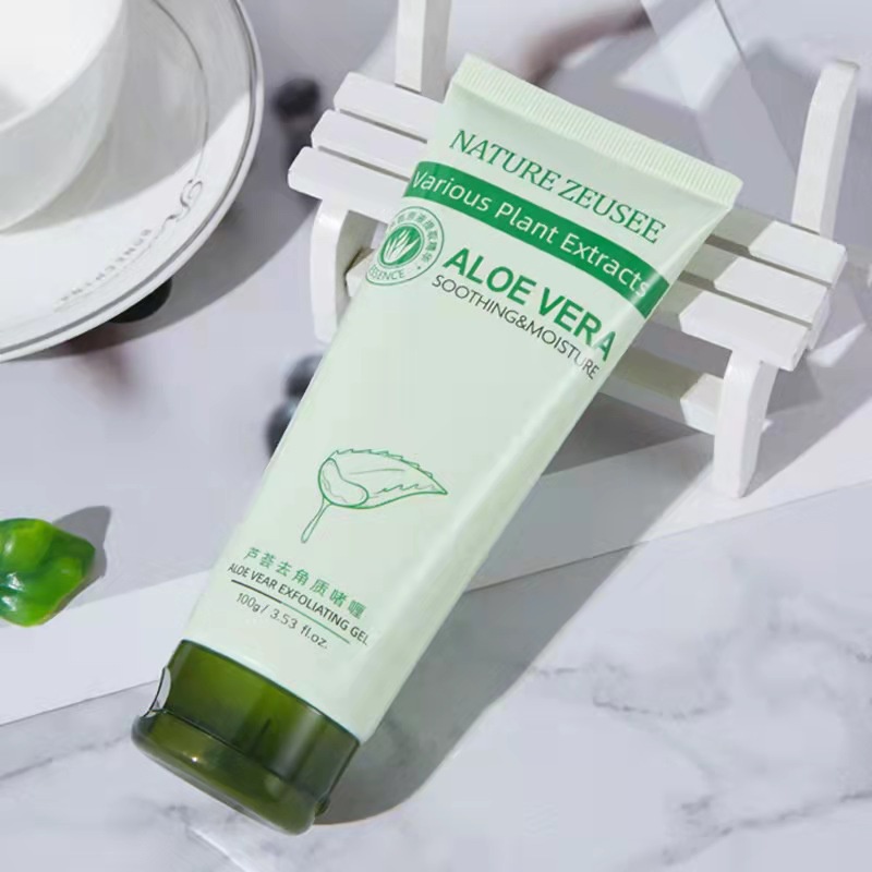 Aloe Tẩy Tế Bào Chết Dưỡng Ẩm Làm Trắng Da Mặt Làm Sạch Lỗ Chân Lông Giảm Mụn Đầu Đen 100G