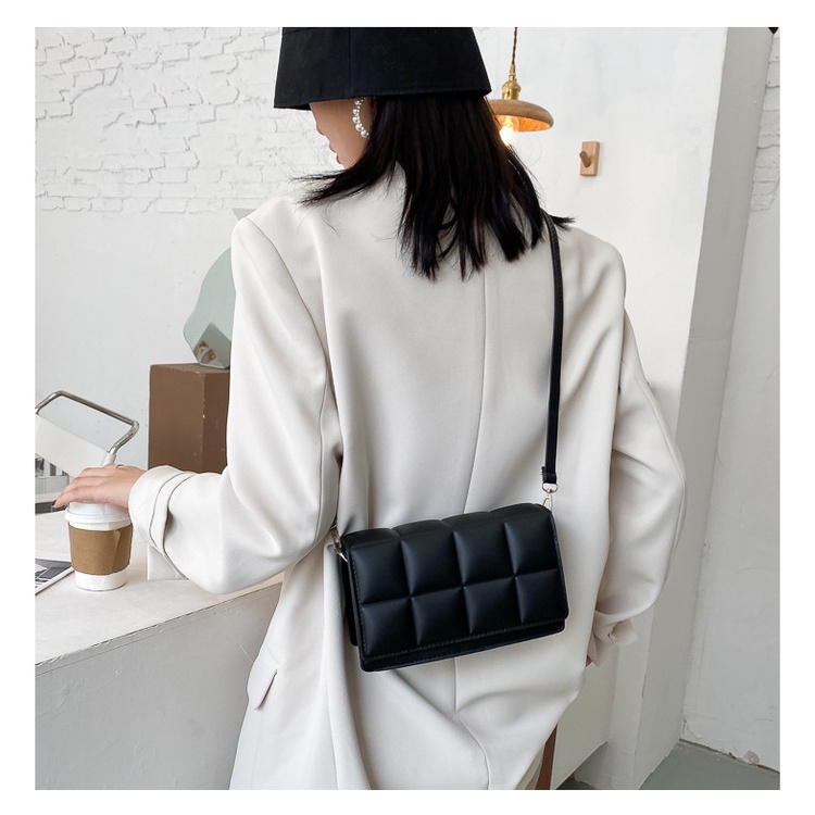 Túi đeo chéo AOLANG nhỏ gọn dáng vuông họa tiết caro đơn giản thời trang cho nữ