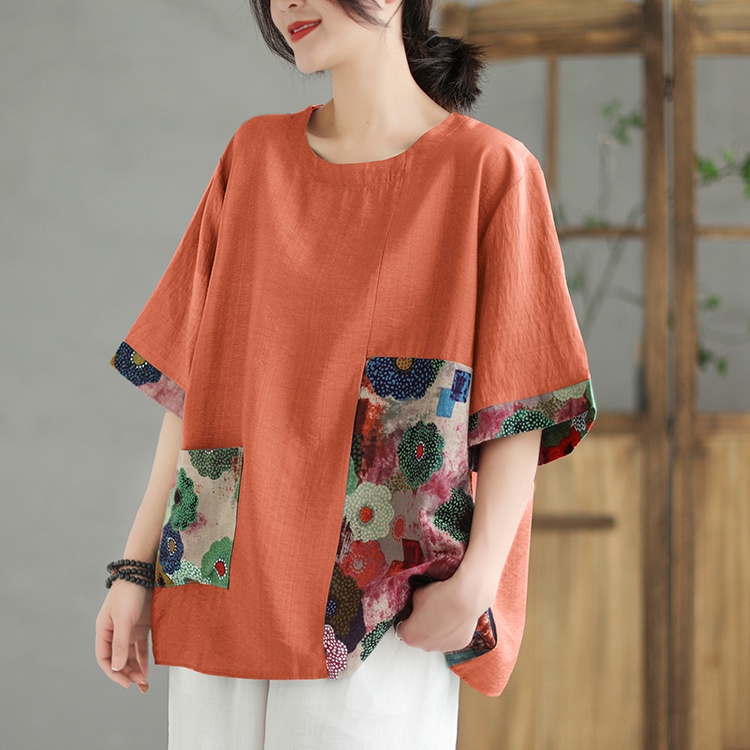 Áo Thun Cotton Lanh Mỏng Tay Ngắn Dáng Rộng Plus Size Thời Trang Mùa Hè Cho Nữ