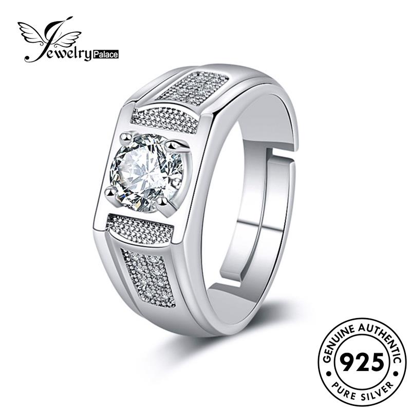 Jewellrypalace Nhẫn Nam Bạc Nguyên Bản Kim Cương 925 Thời Trang Moissanite R386