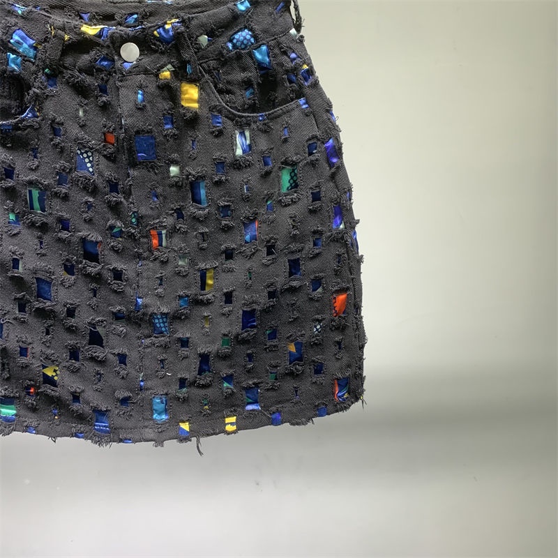 Chân Váy Denim Ngắn Lưng Cao Dáng Ôm Thiết Kế Rách Thời Trang Mùa Hè Cho Nữ