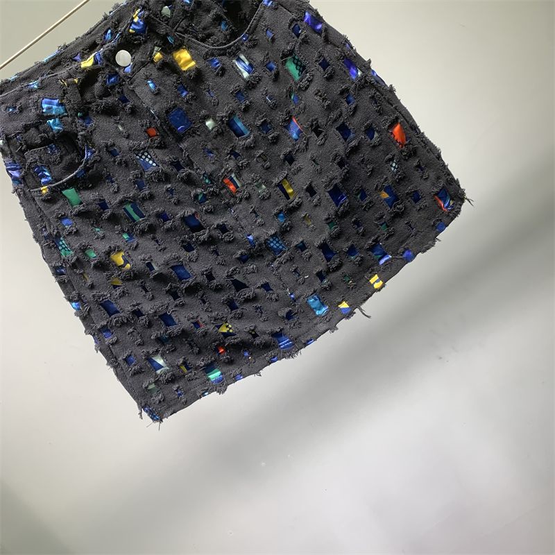 Chân Váy Denim Ngắn Lưng Cao Dáng Ôm Thiết Kế Rách Thời Trang Mùa Hè Cho Nữ