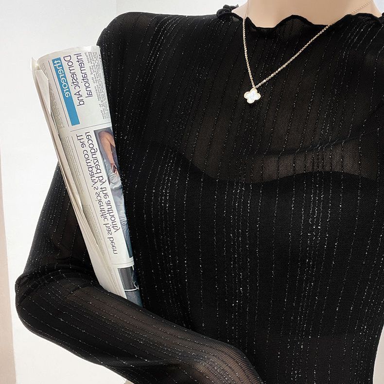 Áo Ren Tay Dài Ôm Dáng Co Giãn Phong Cách Phương Tây Thời Trang Mùa Thu Cho Nữ