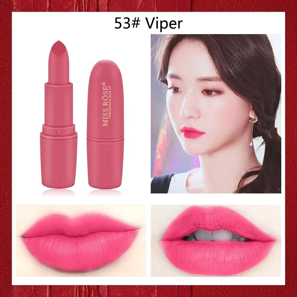 Barbie light pink rose pink peach pink plain milk tea nude ngoại thương bullet head red matte lip glaze