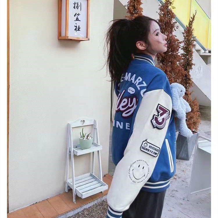 Áo Khoác Bóng Chày Co Giãn Giữ Ấm Thoải Mái Thêu Hình Gấu Phong Cách Đường Phố Mới Cho Cặp Đôi Màu Xanh Lá Cây Cardi