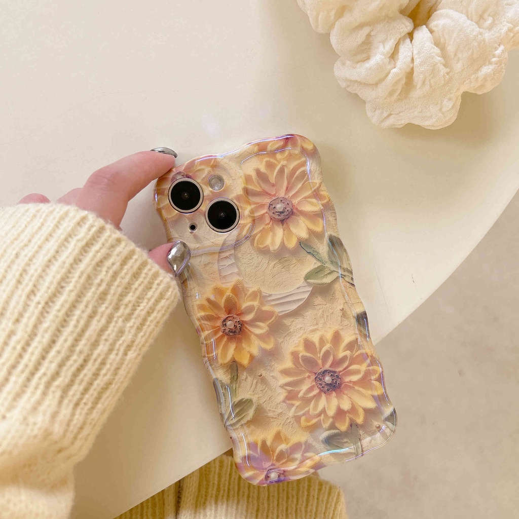 Ốp Điện Thoại imd Họa Tiết Hoa Sơn Dầu Cho iphone 15pro max 11 12 13 14pro max