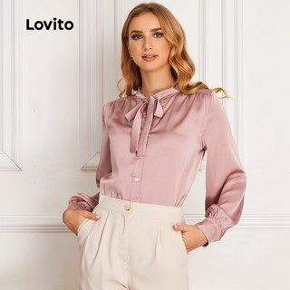 Lovito Áo Blouse Có Dây Cài Phía Trước Màu Hồng L20E084