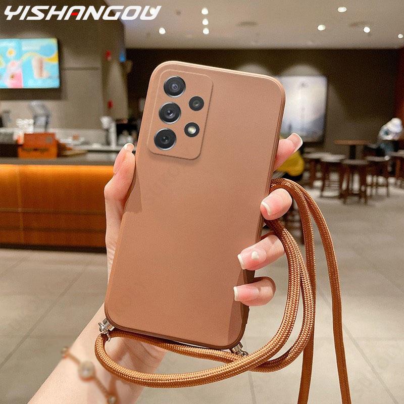 Ốp Điện Thoại Silicon Dẻo Kèm Dây Đeo Chéo Thời Trang Cho Samsung A32 S23 S22 Ultra S21 S20 FE