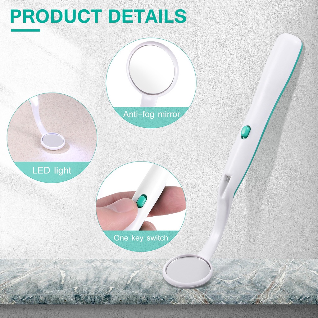 Gương Nha Khoa Chống Sương Mù Có Tay Cầm Đèn LED Sáng