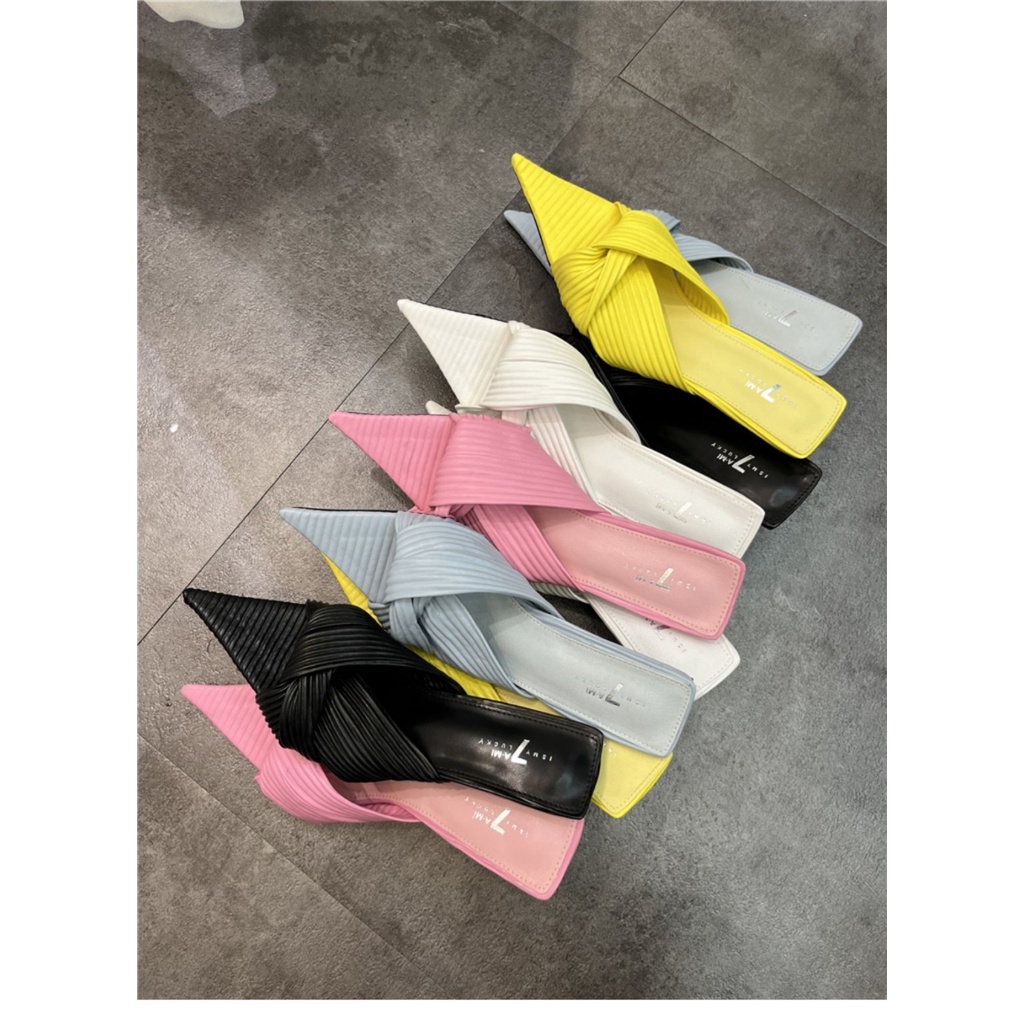 Giày Sandal Cao Gót Mũi Nhọn Màu Sắc Thời Trang Xuân Hè 2023 Cho Nữ