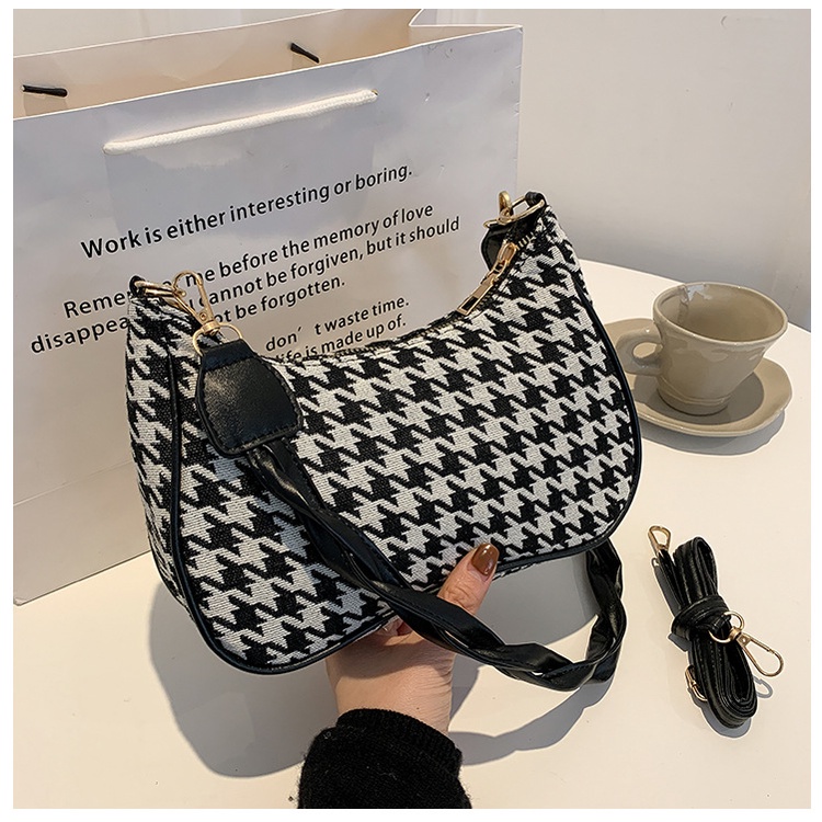 Túi JIVIVIL đeo chéo vai họa tiết caro hợp thời trang cho nữ