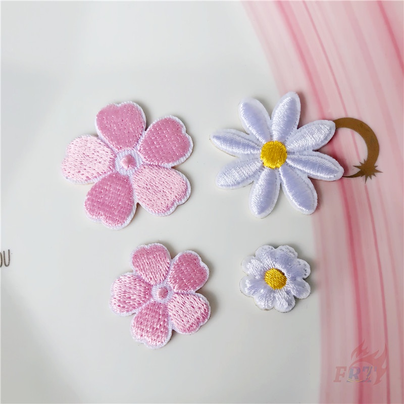 Sticker ủi nhiệt vải thêu logo hình hoa tự dính đẹp mắt dễ thương cute - Patch ủi quần áo balo H74