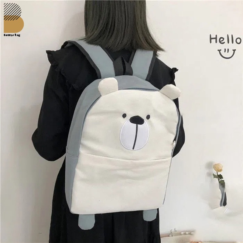 Balo hình thú siêu đáng yêu Ba Lô Đi Học Vải canvas Mềm In Họa Tiết Hoạt Hình Dễ Thương Phong Cách Nhật Bản Cho Nữ