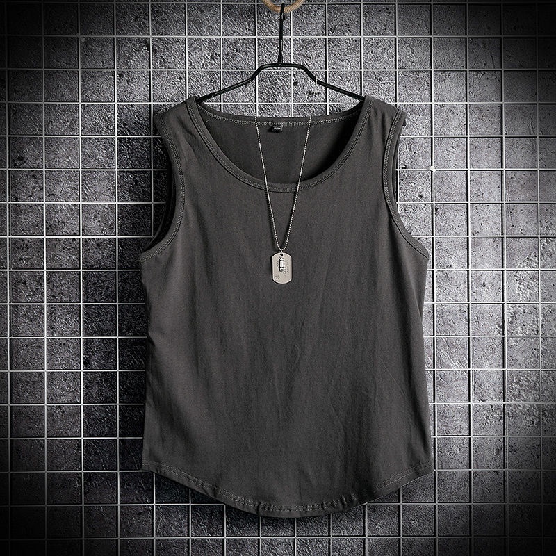 Set 1 / 2 Áo Thun Cotton Sát Nách Cổ Tròn Dáng Rộng Màu Sắc Đơn Giản Trẻ Trung Cho Nam Giới