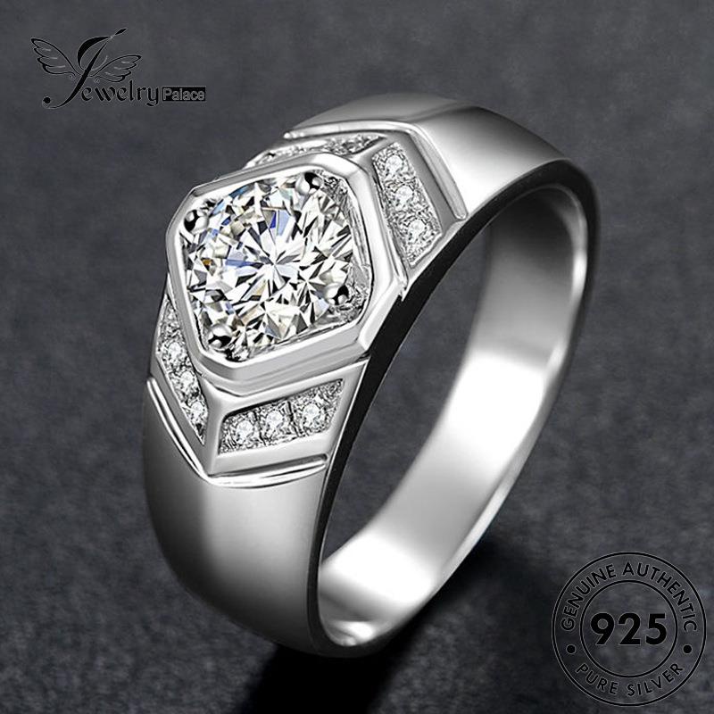 Jewellrypalace Nam Nhẫn Nguyên Bản Moissanite Kim Cương Độc Đoán Bạc 925 Vuông R969