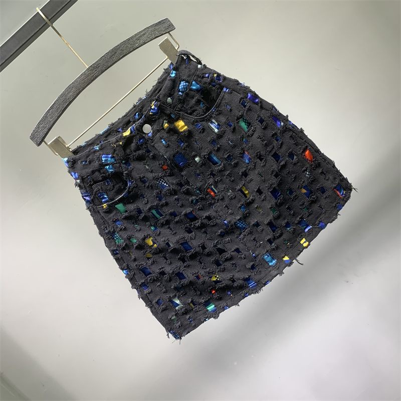 Chân Váy Denim Ngắn Lưng Cao Dáng Ôm Thiết Kế Rách Thời Trang Mùa Hè Cho Nữ