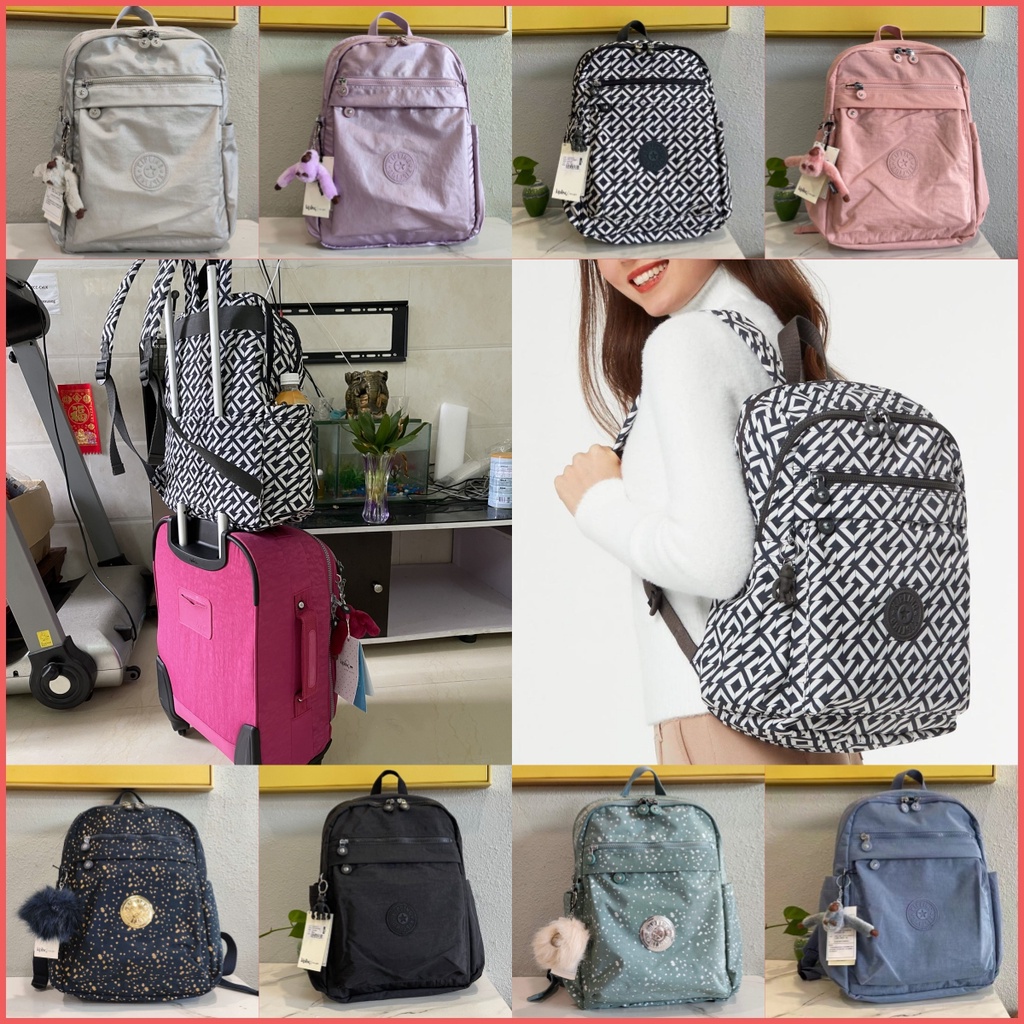 Kipling Ba lô chống thấm nước công suất cao dành cho nữ kipling có túi bên hông ba lô học sinh kpk5197 (9 màu)