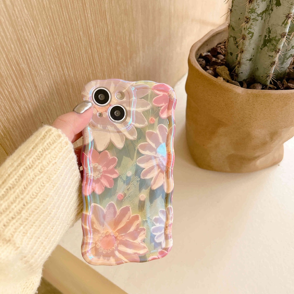 Ốp Điện Thoại imd Họa Tiết Hoa Sơn Dầu Cho iphone 15pro max 11 12 13 14pro max