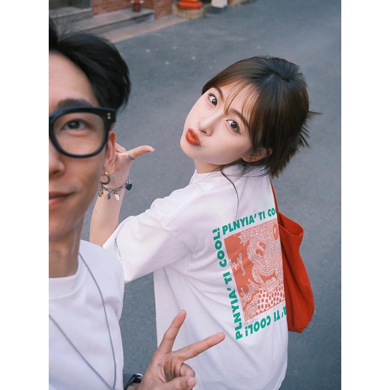 NRVP Áo Thun 100% Cotton Tay Ngắn Dáng Rộng In Họa Tiết Phong Cách Hàn Quốc Thời Trang Cho Nữ