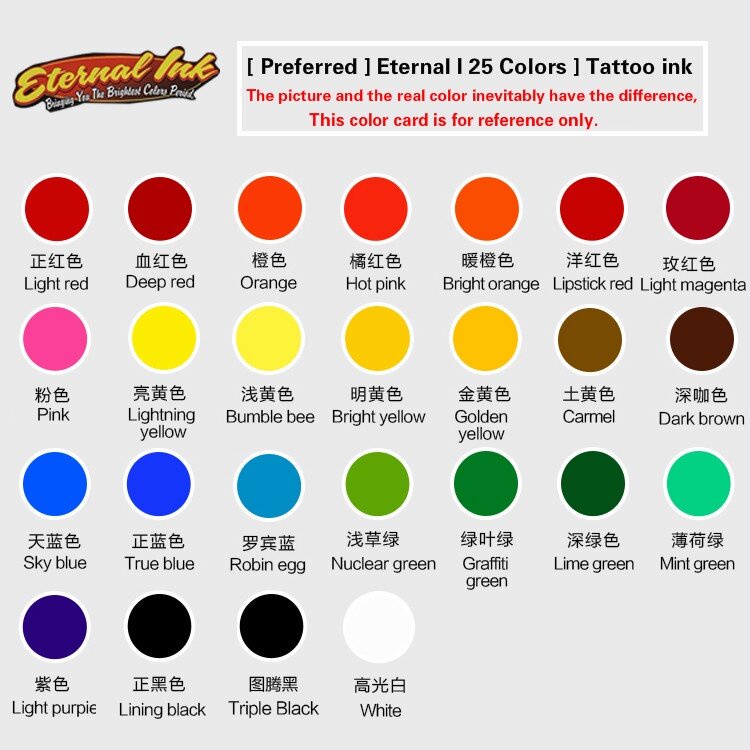 1oz 30ml 25 màu trên cơ thể vẽ hình xăm trên mực trang điểm vĩnh viễn màu lông mày sắc tố