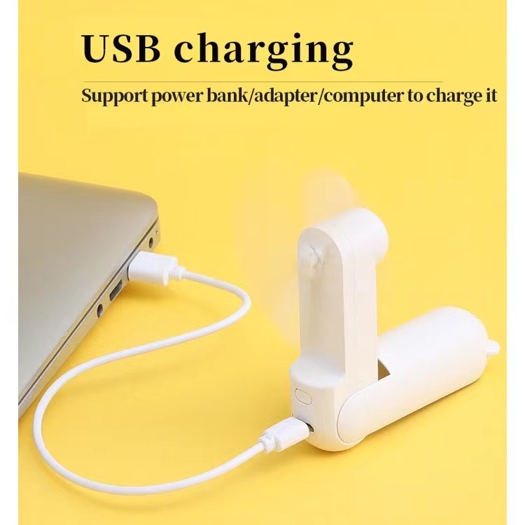 Quạt Mini Quạt Cầm Tay Quạt Sạc Usb Yên Tĩnh Có Thể Gập Lại Với Chức Năng Sạc Dự Phòng Và Đèn Pin Hình Gấu Dễ Thương