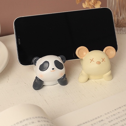 Giá Đỡ Điện Thoại Di Động Hình Gấu Trúc Dễ Thương Bằng Nhựa Resin Để Bàn Trang Trí Văn Phòng
