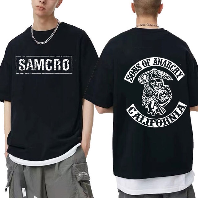Áo Thun Cotton Tay Ngắn In Hình Sons of Anarchy SAMCRO Hai Mặt Phong Cách Hip Hop Thời Trang Mùa Hè Cho Nam