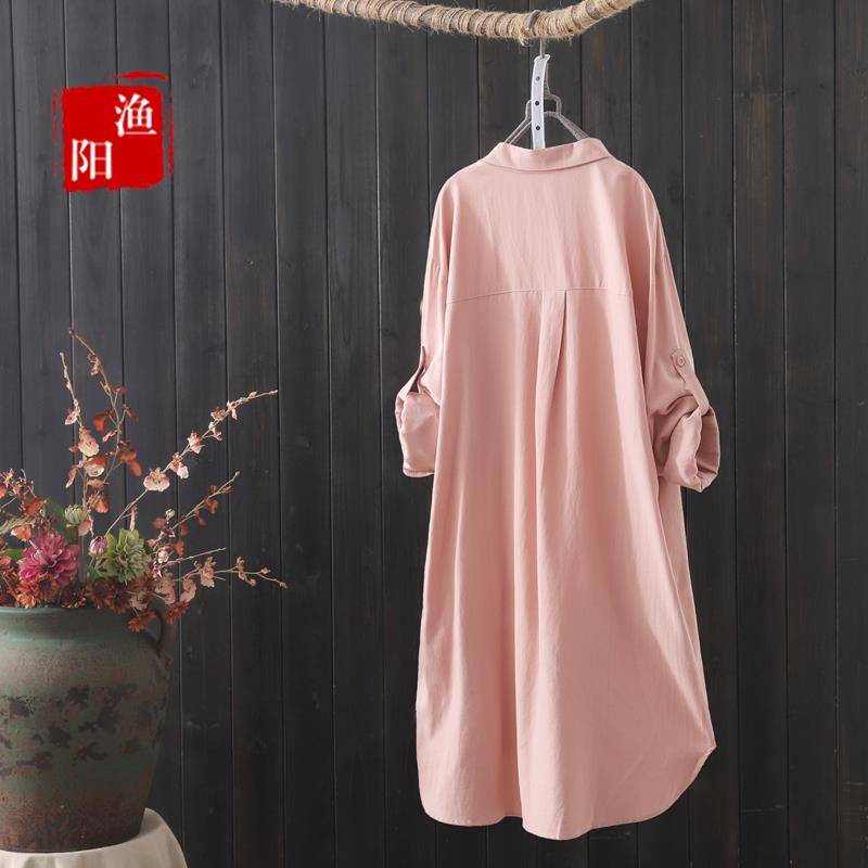 Áo Sơ Mi Vải Lanh cotton Tay Dài Dáng Rộng Thời Trang Xuân Thu Mới 2022 Cho Nữ