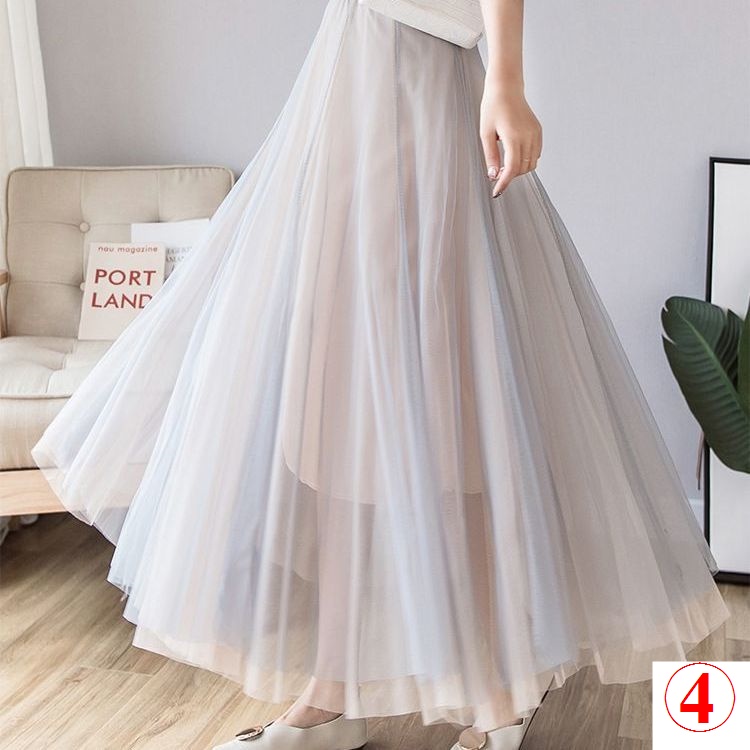 Chân Váy Lưới Dáng Dài Lưng Cao Cỡ Lớn Thời Trang Mùa Hè Xinh Xắn Cho Nữ