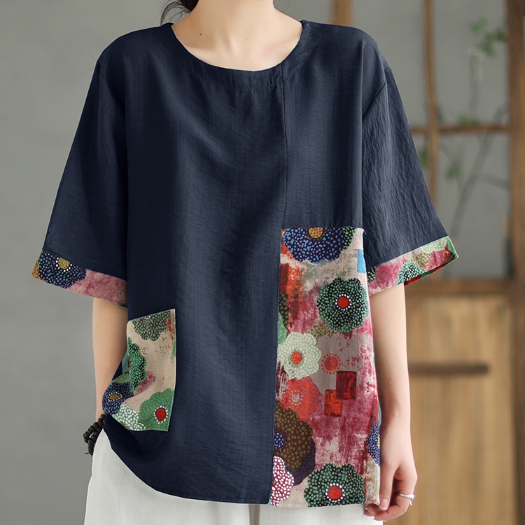 Áo Thun Cotton Lanh Mỏng Tay Ngắn Dáng Rộng Plus Size Thời Trang Mùa Hè Cho Nữ