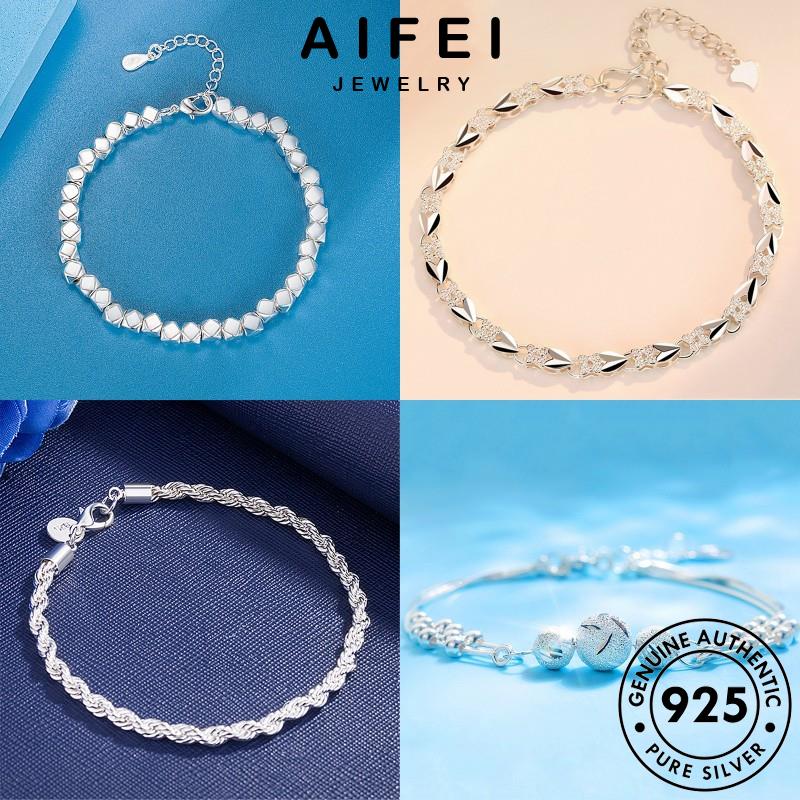 AIFEI JEWELRY lắc giản thật sức thời bản 925 trang kiện bạc tay vòng đơn nguyên quốc hàn phụ nữ M091