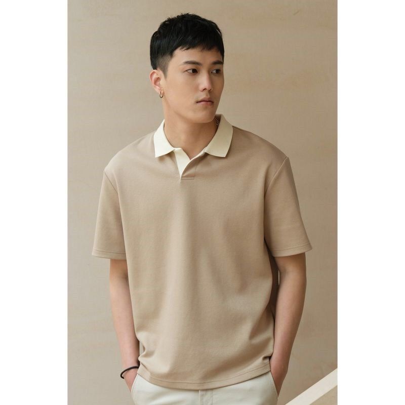 Áo Thun POLO Tay Ngắn Dáng Rộng Màu Trơn Thời Trang Mùa Hè Hàng Mới Dành Cho Bạn Nam