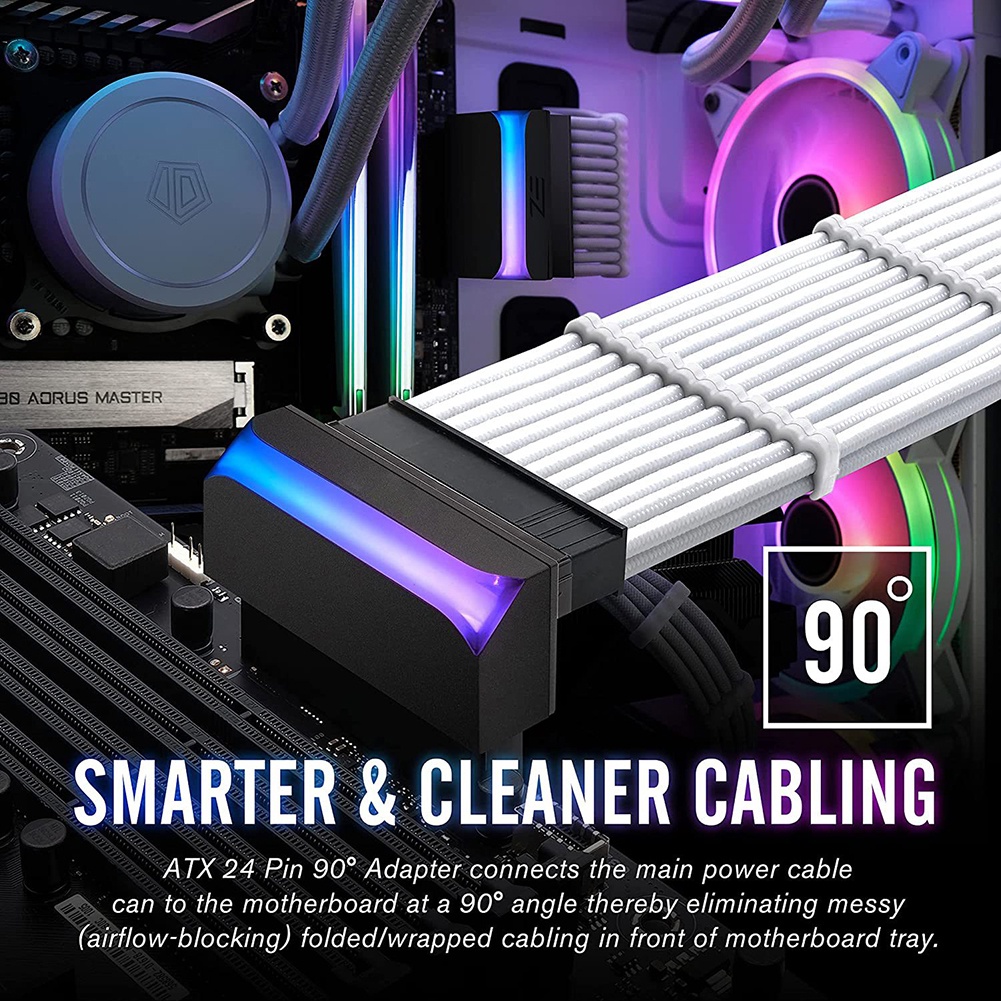 Bo Mạch Chủ Chuyển Đổi Nguồn Điện ATX 24Pin Sang 90 Độ 5V ARGB