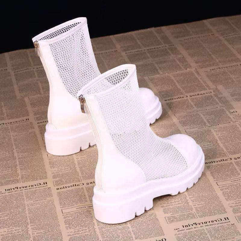 Giày Bốt Martin Mỏng Đế Dày Phối Lưới Thoáng Khí Thời Trang Mùa Hè 2023 Phong Cách Mới Cho Nữ